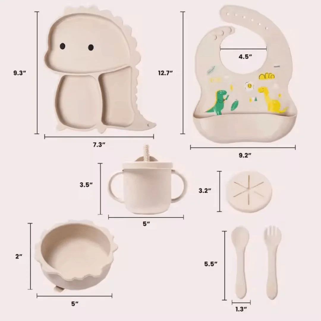 DinoDelight™ – Siliconen Servies Set Voor Kinderen Vanaf 3 Jaar – Bevordert Veilig En Leuk Eten