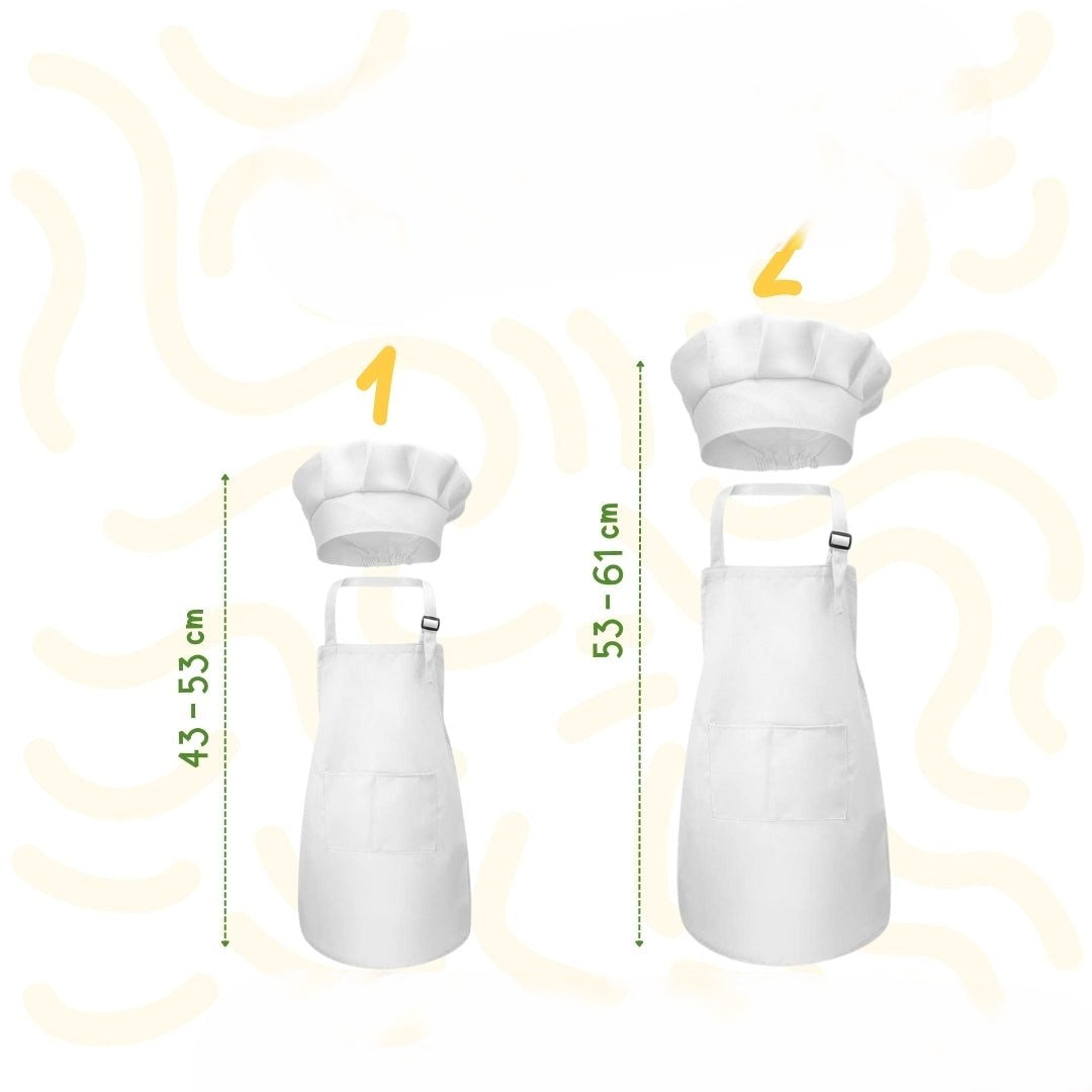 MiniMasterChef- Schattige zwart-witte schorten met koksmutsen