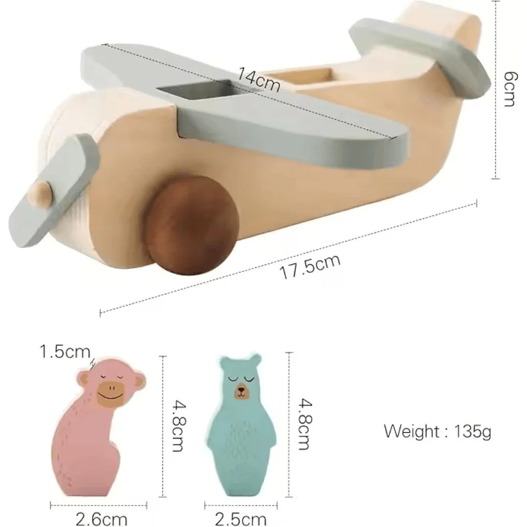 SkyCraft – Houten Montessori Vliegtuig Speelgoed voor Kinderen Vanaf 3 Jaar – Verbetert Creativiteit en Motorische Vaardigheden