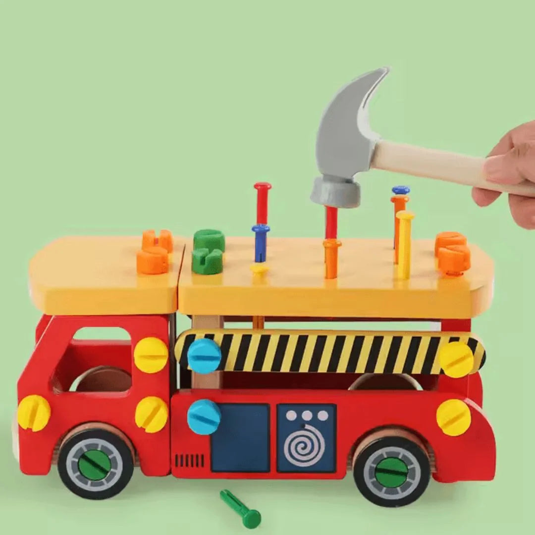 BuildCraft – Houten Constructievoertuig Speelgoed Voor Kinderen Vanaf 3 Jaar – Verbetert Fijne Motoriek