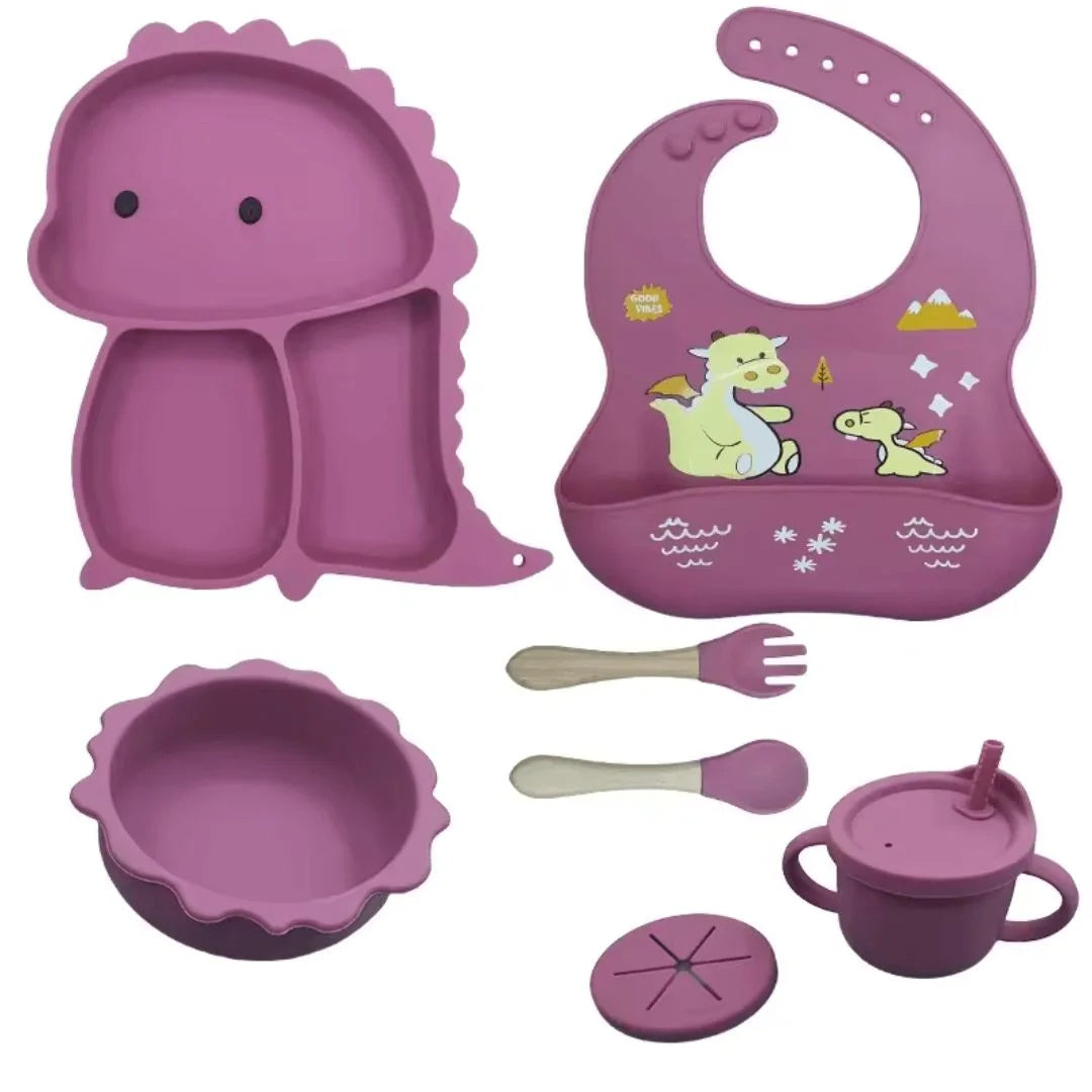 DinoDelight™ – Siliconen Servies Set Voor Kinderen Vanaf 3 Jaar – Bevordert Veilig En Leuk Eten