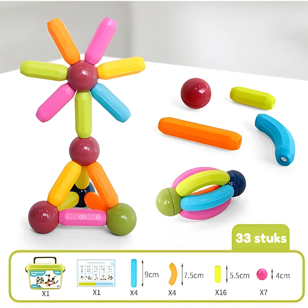MagnetCraft - Educatieve Magnetische Stokken en Ballen Bouwspel