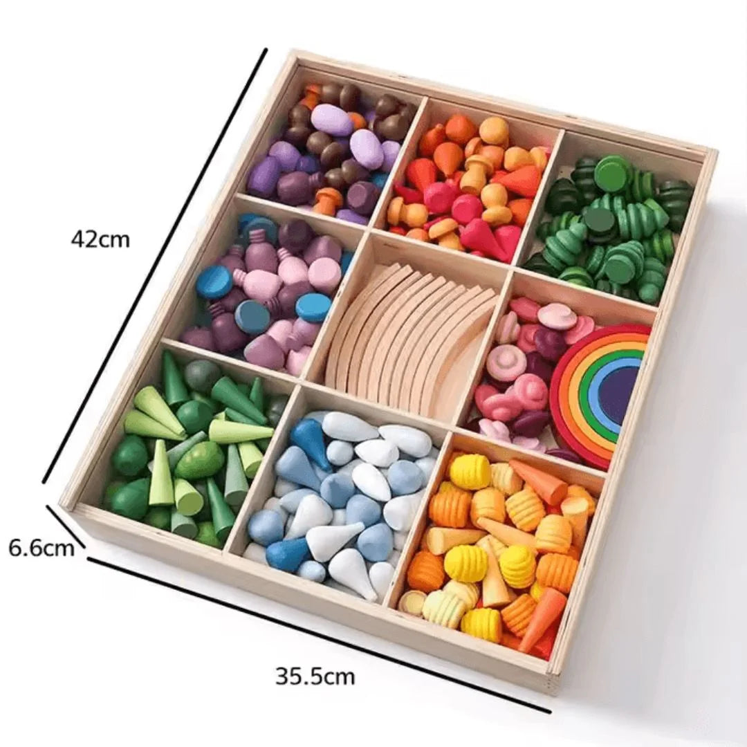 TimberTales – Houten Regenboog Bouwblokken Voor Kinderen Vanaf 3 Jaar – Verbetert Creativiteit