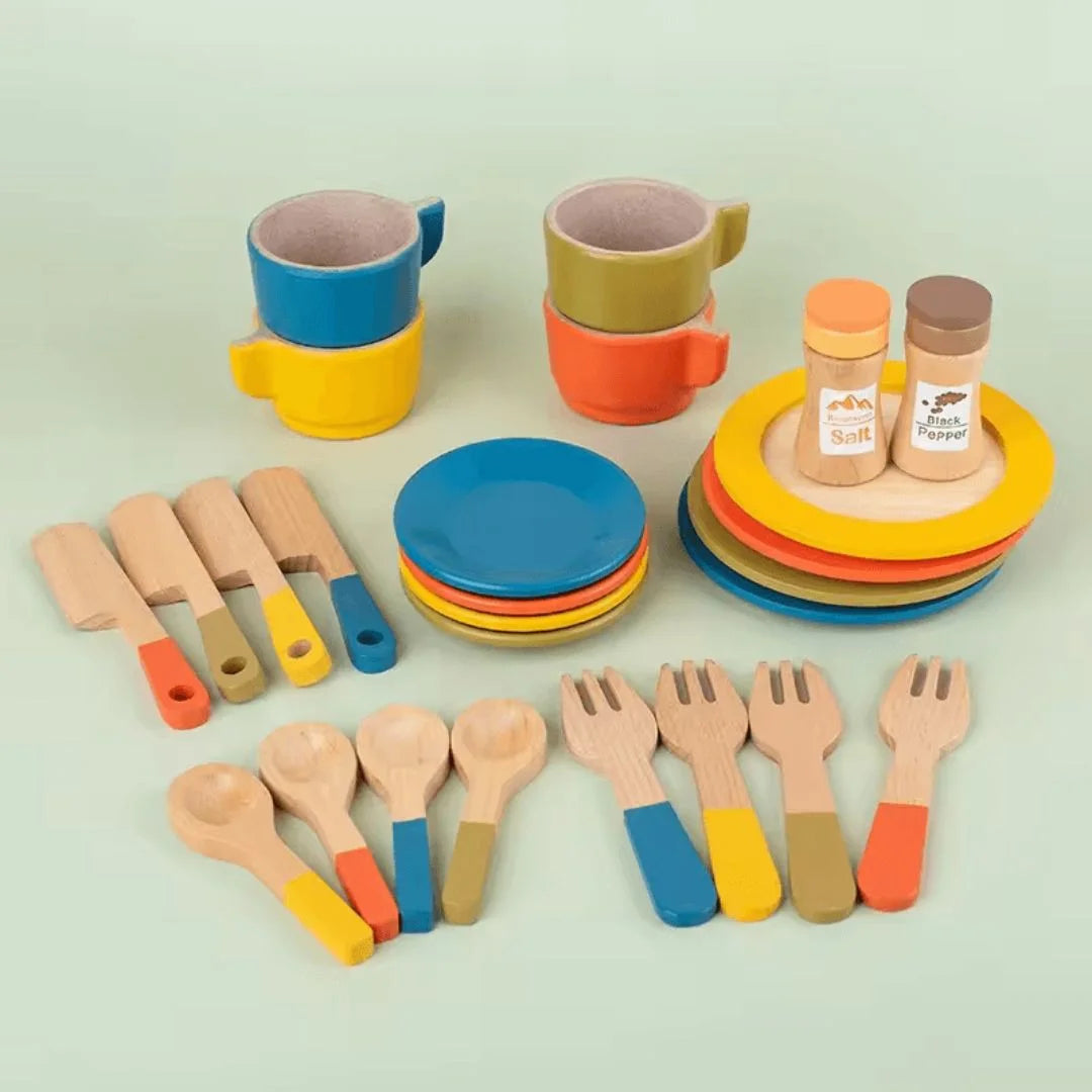 TinyChef™ – Houten Keukenspeelset Voor Kinderen Vanaf 3 Jaar – Stimuleert Fantasierijk Spel