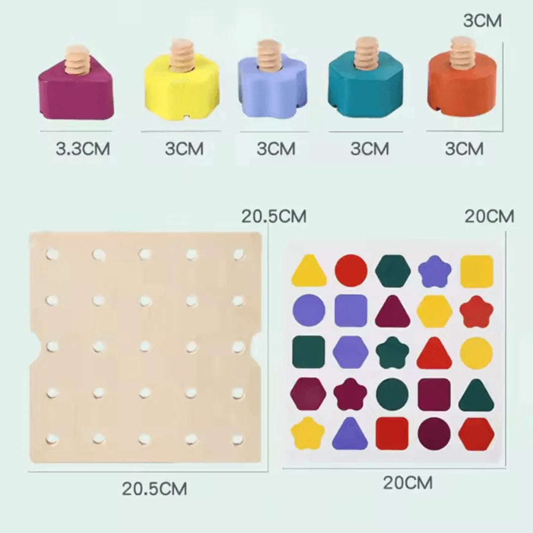 ColorScrew – Houten Schroefbord Voor Kinderen Vanaf 3 Jaar – Verbetert Fijne Motoriek