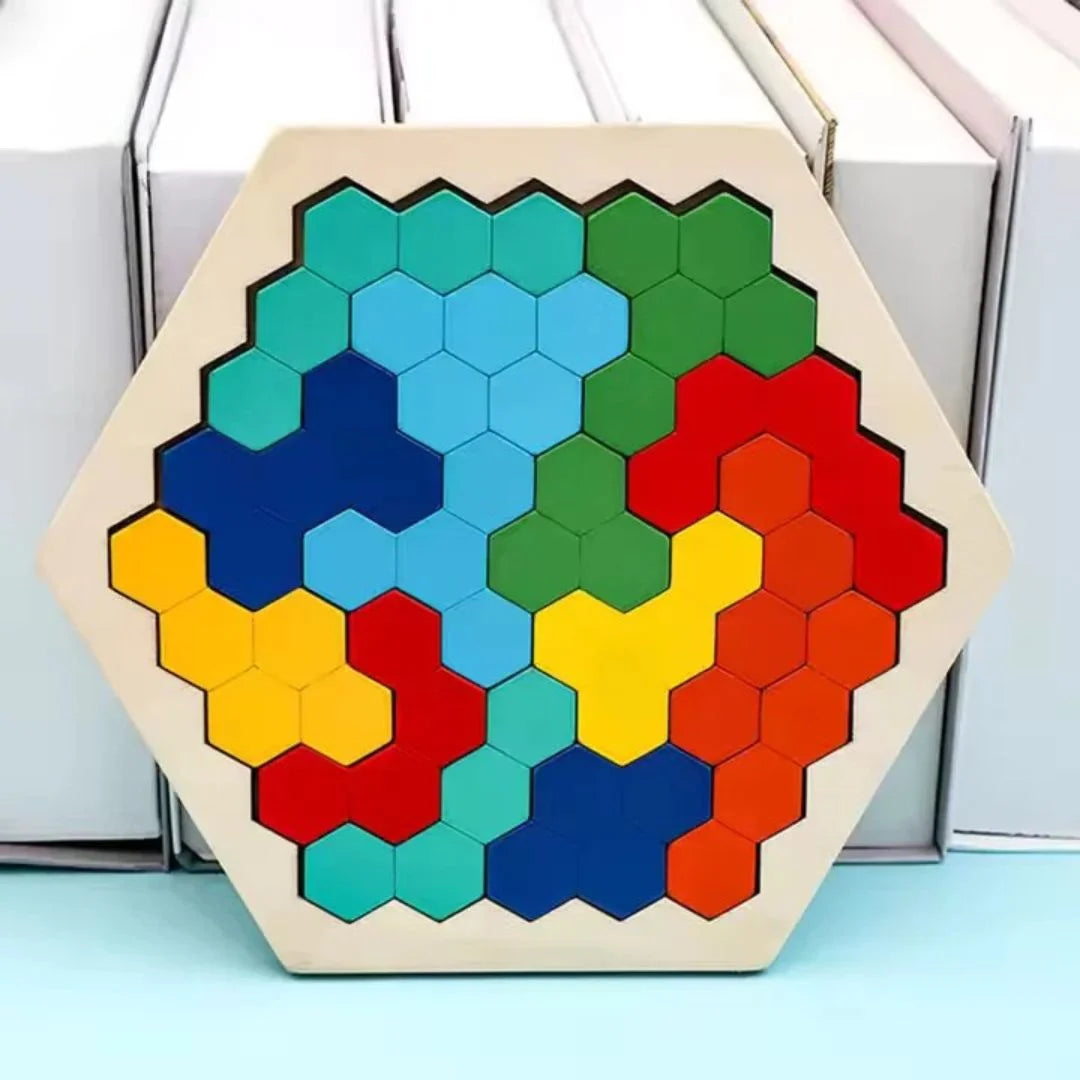 HexoCraft™ – Houten Zeshoek Puzzelspel voor Kinderen vanaf 4 Jaar