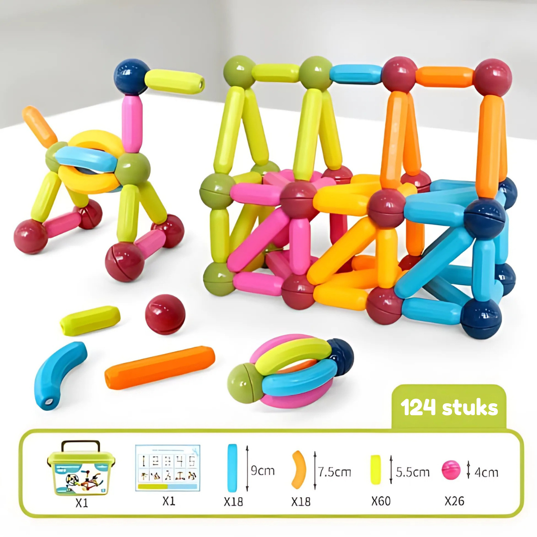 MagnetCraft - Educatieve Magnetische Stokken en Ballen Bouwspel