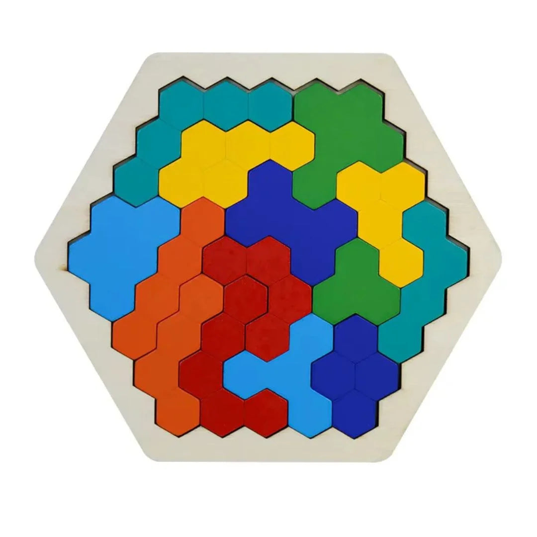 HexoCraft™ – Houten Zeshoek Puzzelspel voor Kinderen vanaf 4 Jaar