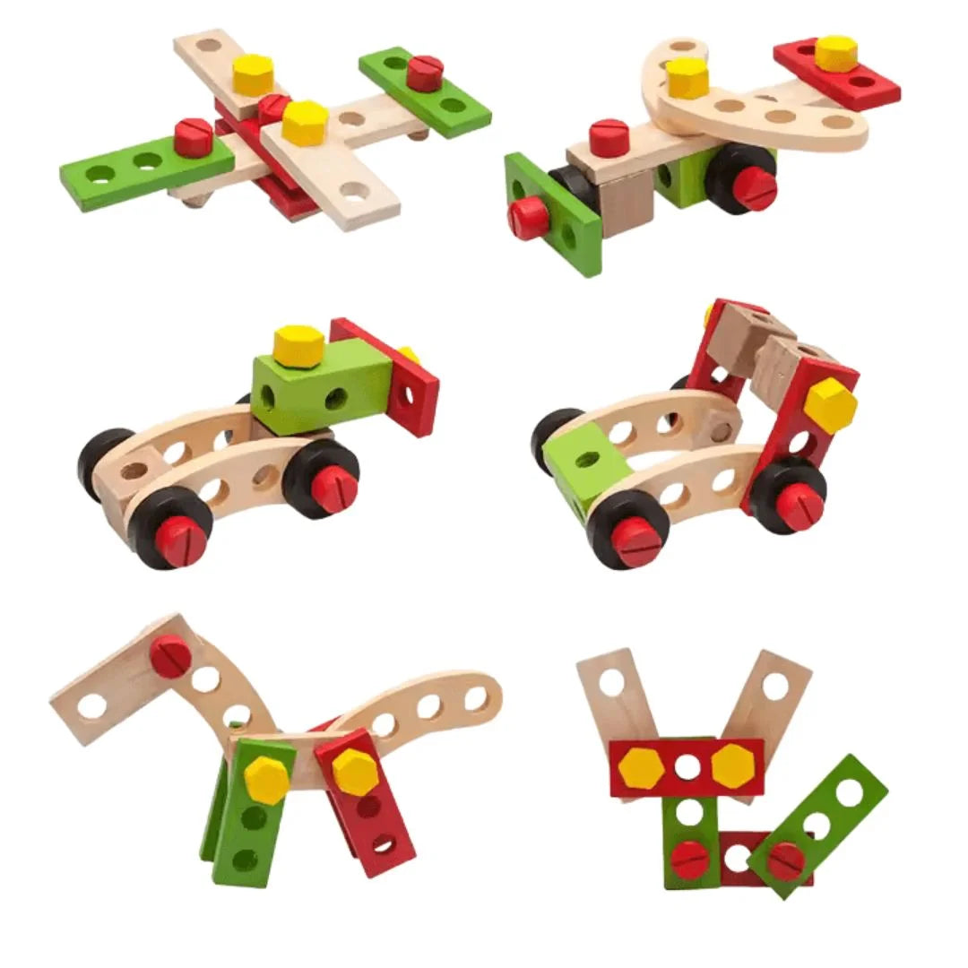 CraftieNest™ – Houten Gereedschapskist Voor Kinderen Vanaf 3 Jaar – Stimuleert Creativiteit En Fijne Motoriek