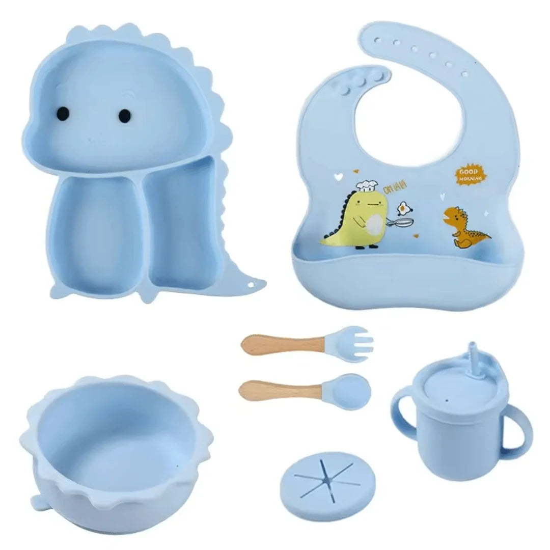 DinoDelight™ – Siliconen Servies Set Voor Kinderen Vanaf 3 Jaar – Bevordert Veilig En Leuk Eten