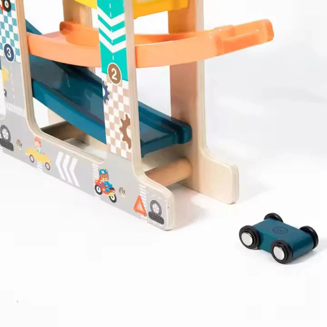 RollRacer – Houten Racebaan voor Kinderen vanaf 18 maanden – Verbetert Coördinatie en Visuele Volgvaardigheden