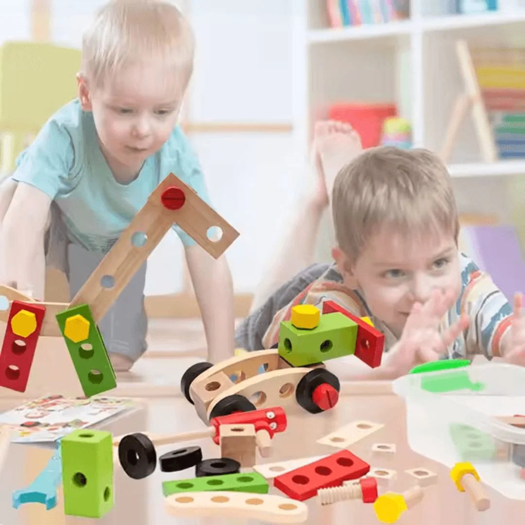 CraftieNest™ – Houten Gereedschapskist Voor Kinderen Vanaf 3 Jaar – Stimuleert Creativiteit En Fijne Motoriek
