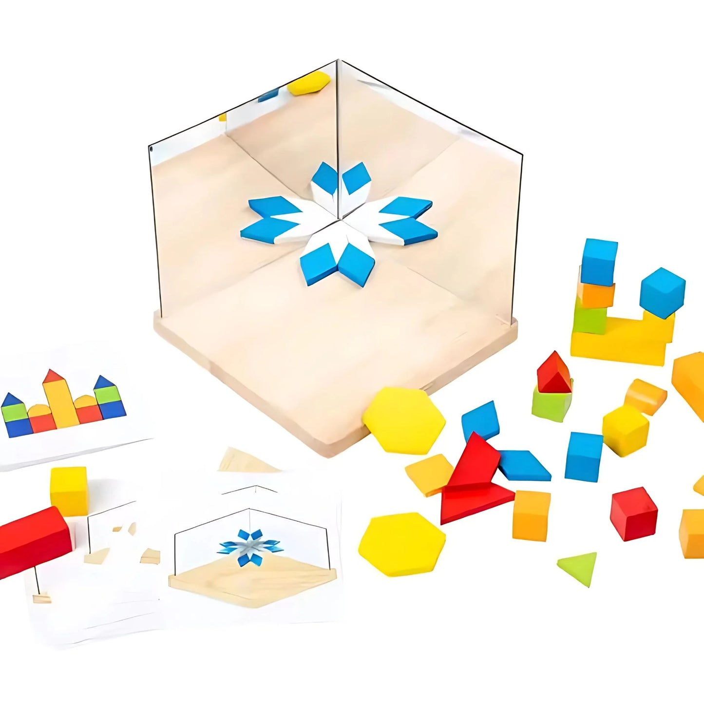 MirrorMinds – Houten Reflectie Puzzelblokken voor Kinderen vanaf 3 Jaar