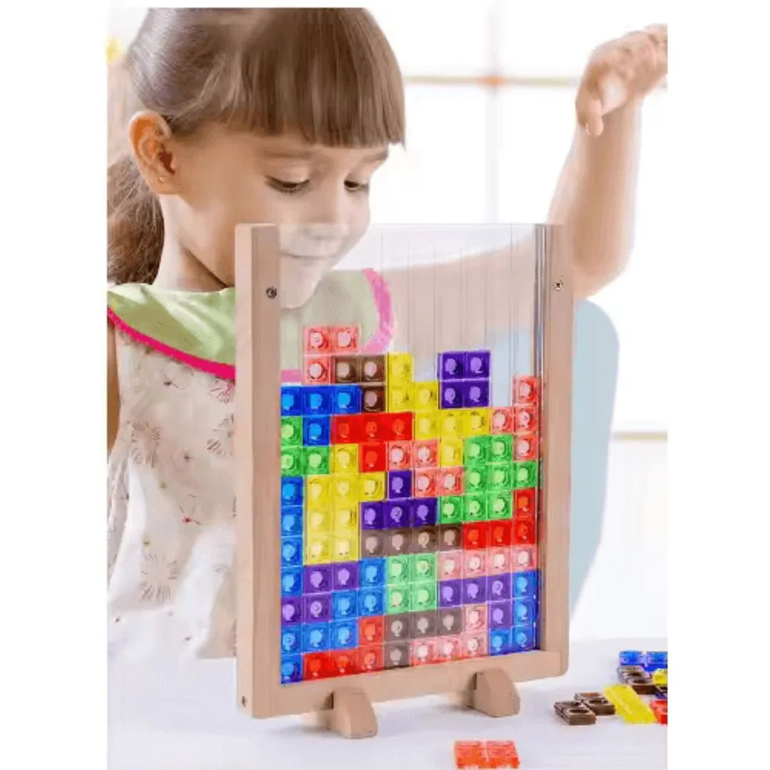 PuzzleNest – 3D Houten Tetris Puzzelbord Voor Kinderen Vanaf 3 Jaar – Verbetert Ruimtelijk Inzicht