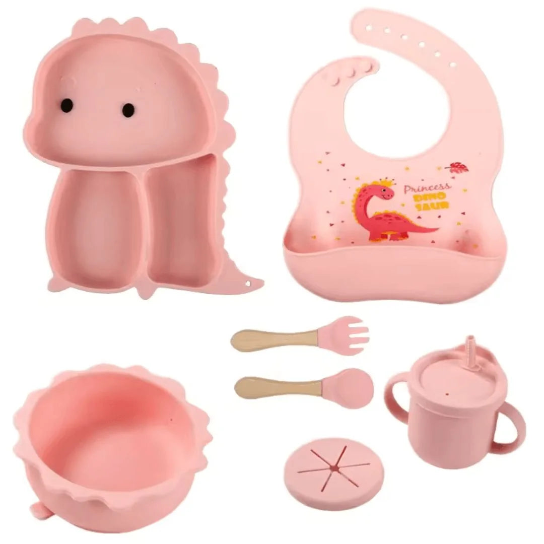 DinoDelight™ – Siliconen Servies Set Voor Kinderen Vanaf 3 Jaar – Bevordert Veilig En Leuk Eten