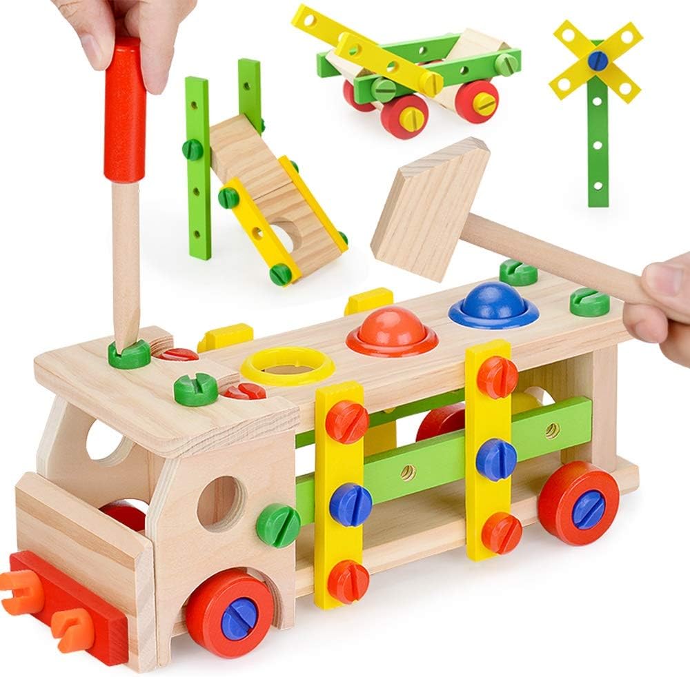 ConstructCruiser - Houten Schroef Auto Speelgoed