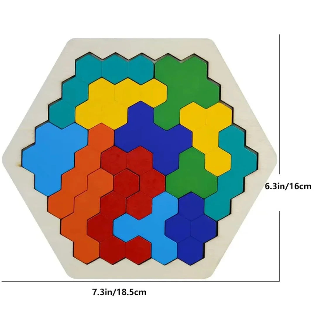 HexoCraft™ – Houten Zeshoek Puzzelspel voor Kinderen vanaf 4 Jaar