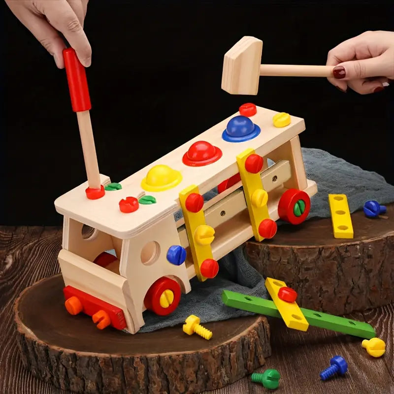 ConstructCruiser - Houten Schroef Auto Speelgoed