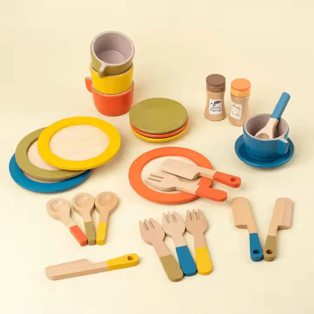 TinyChef™ – Houten Keukenspeelset Voor Kinderen Vanaf 3 Jaar – Stimuleert Fantasierijk Spel