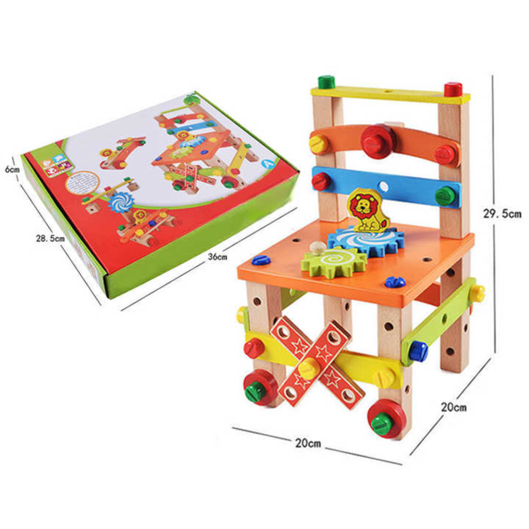 ShapeStruct - Houten Gereedschap en Stoel Bouwset