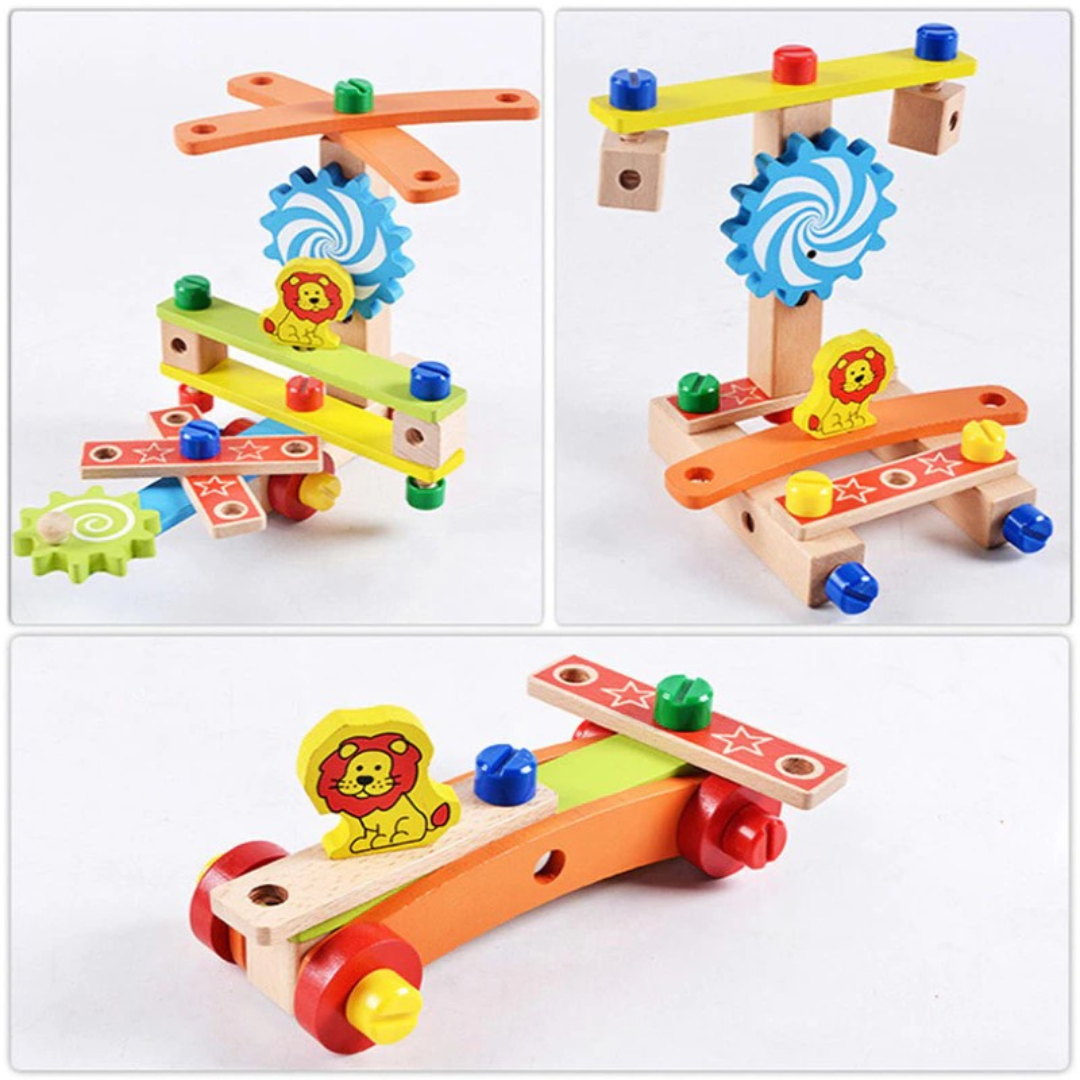 ShapeStruct - Houten Gereedschap en Stoel Bouwset