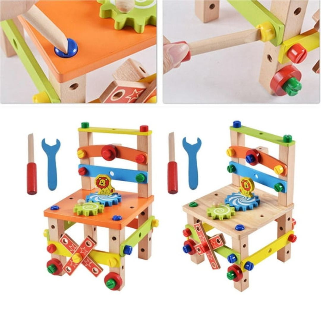 ShapeStruct - Houten Gereedschap en Stoel Bouwset