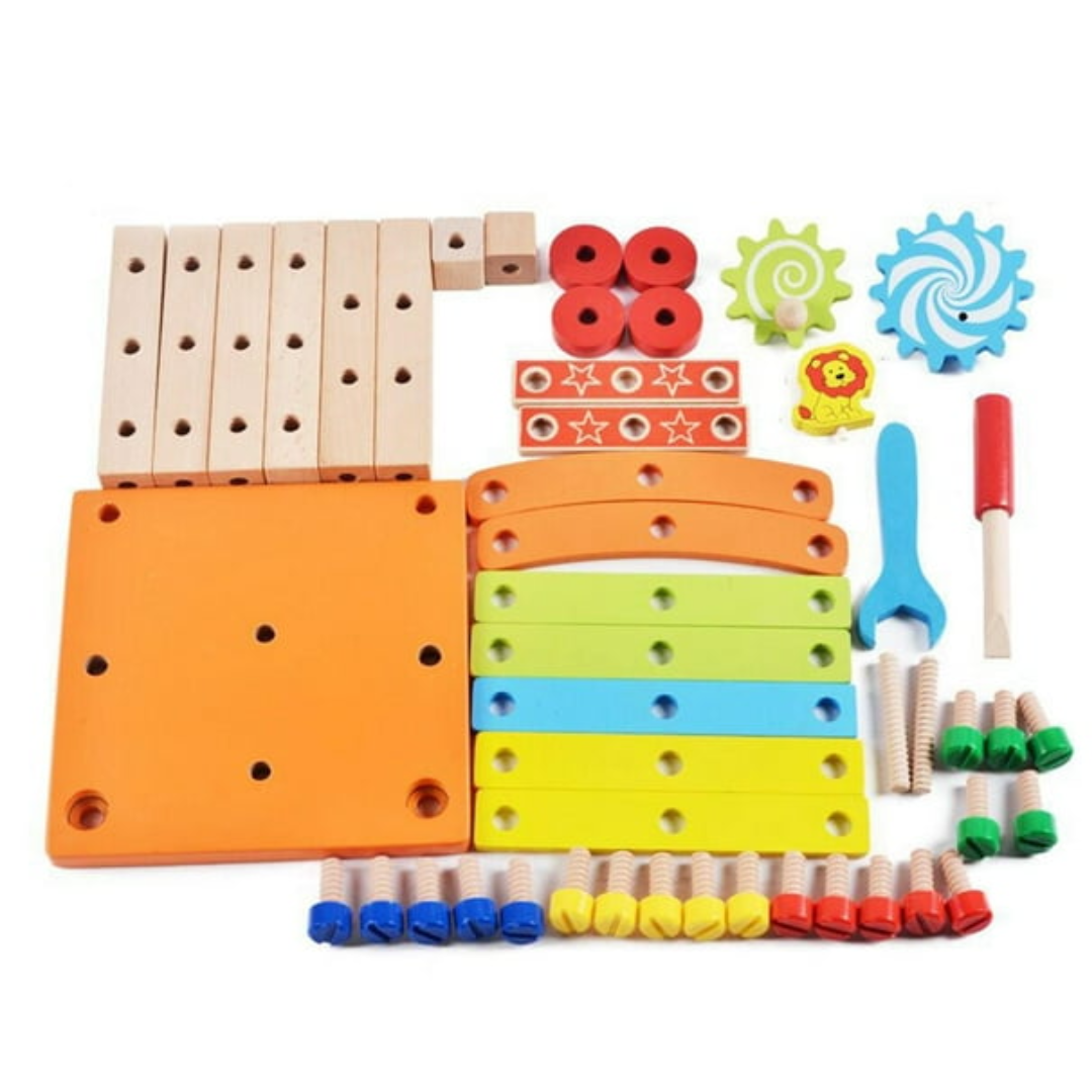 ShapeStruct - Houten Gereedschap en Stoel Bouwset