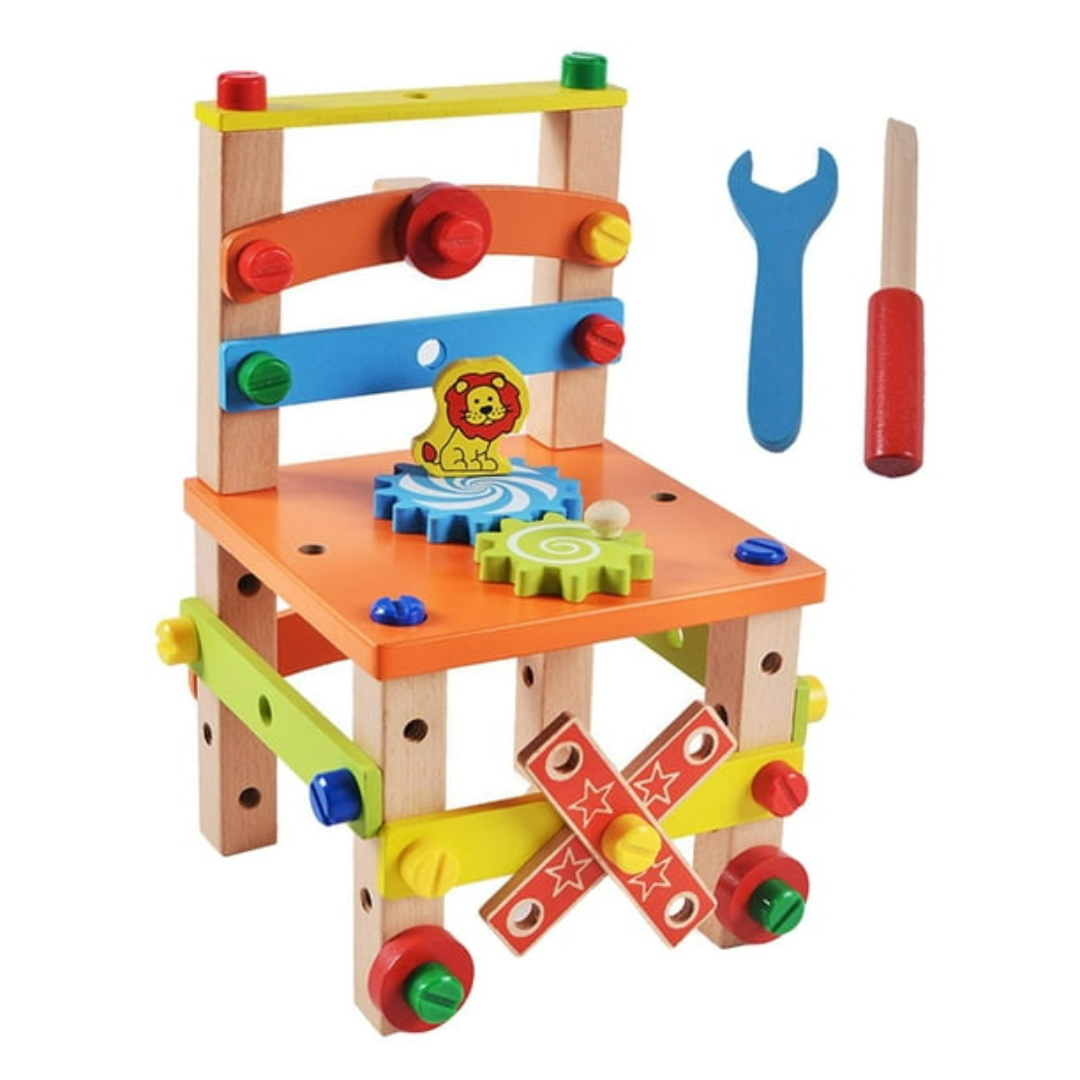 ShapeStruct - Houten Gereedschap en Stoel Bouwset