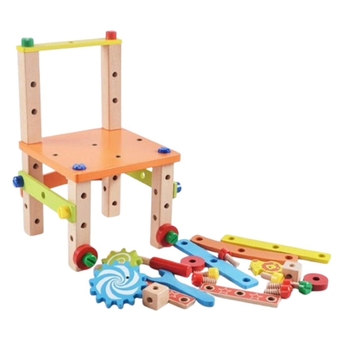 ShapeStruct - Houten Gereedschap en Stoel Bouwset