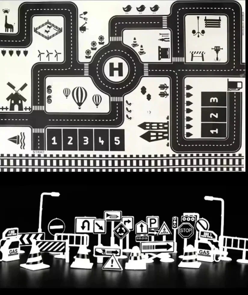 ZoomTown – Opvouwbare Auto Avonturen Speelmat Set met Speelgoedvoertuigen – Voor Leeftijd 3+