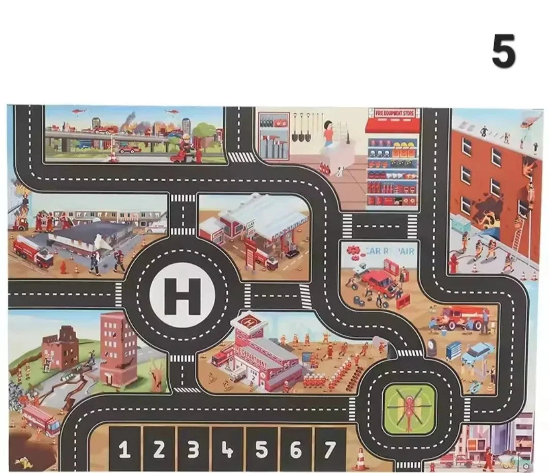 ZoomTown – Opvouwbare Auto Avonturen Speelmat Set met Speelgoedvoertuigen – Voor Leeftijd 3+