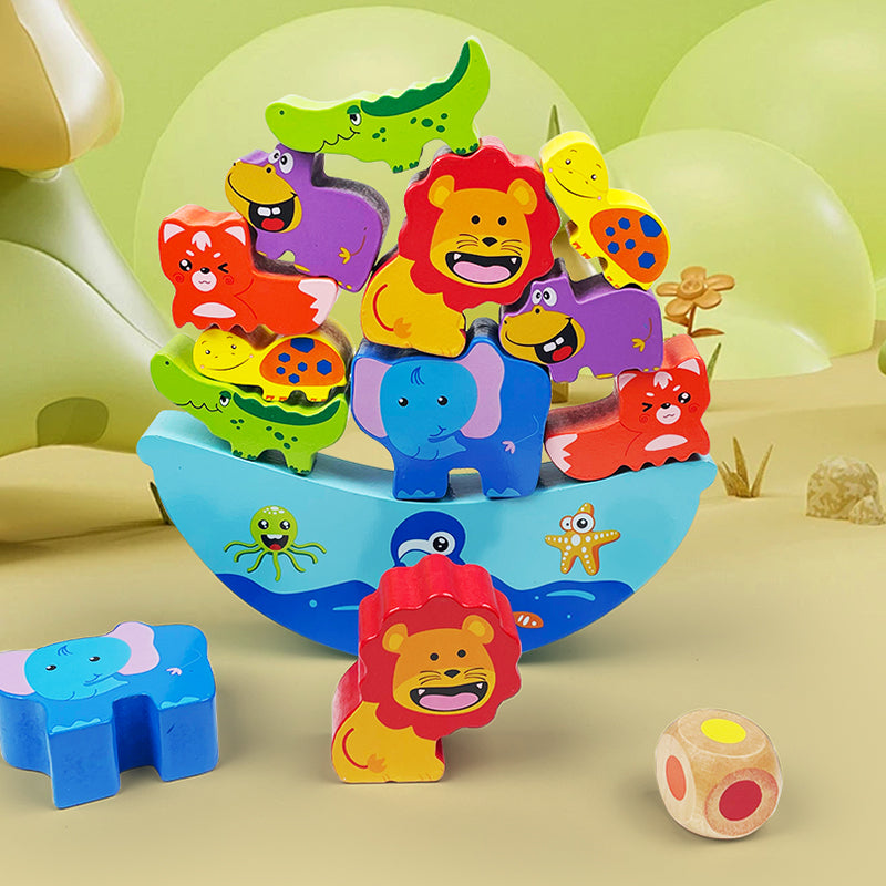 Stackimals – Houten Dieren Stapelspel voor Kinderen vanaf 3 jaar – Verbetert Balans en Coördinatievaardigheden