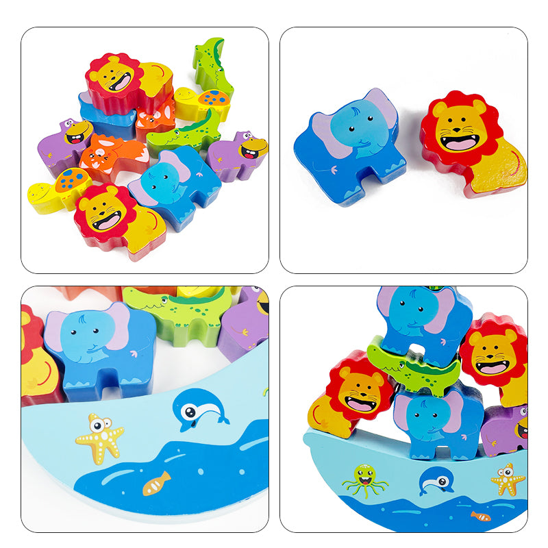 Stackimals – Houten Dieren Stapelspel voor Kinderen vanaf 3 jaar – Verbetert Balans en Coördinatievaardigheden