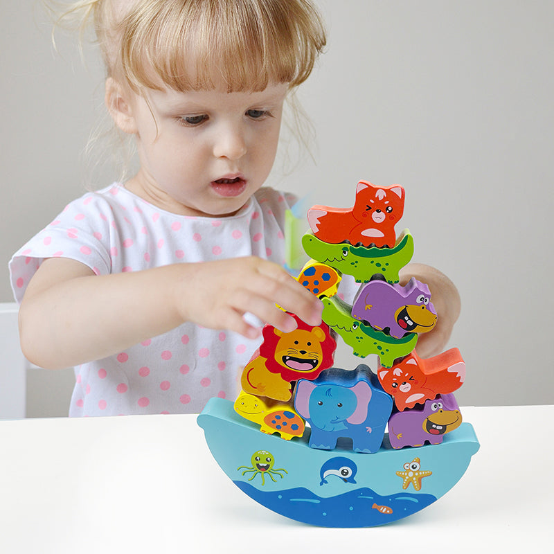 Stackimals – Houten Dieren Stapelspel voor Kinderen vanaf 3 jaar – Verbetert Balans en Coördinatievaardigheden