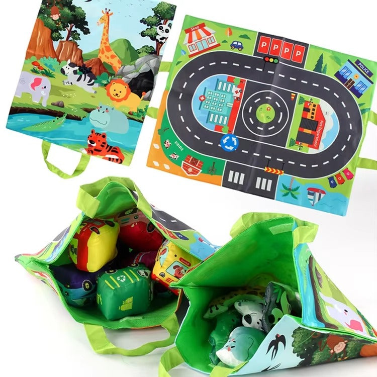 DriftVille – Opvouwbare Speelmat met Auto’s & Stadswegen Kinderen 3+