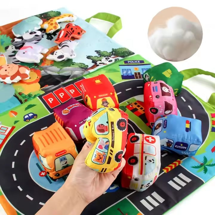 DriftVille – Opvouwbare Speelmat met Auto’s & Stadswegen Kinderen 3+