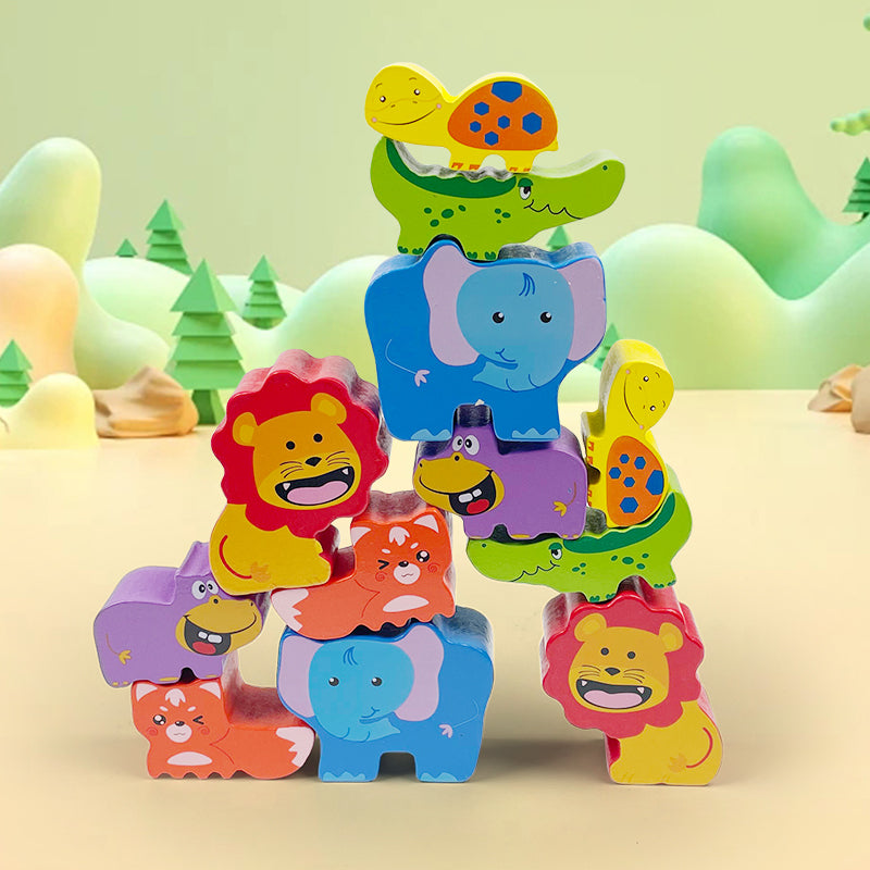 Stackimals – Houten Dieren Stapelspel voor Kinderen vanaf 3 jaar – Verbetert Balans en Coördinatievaardigheden