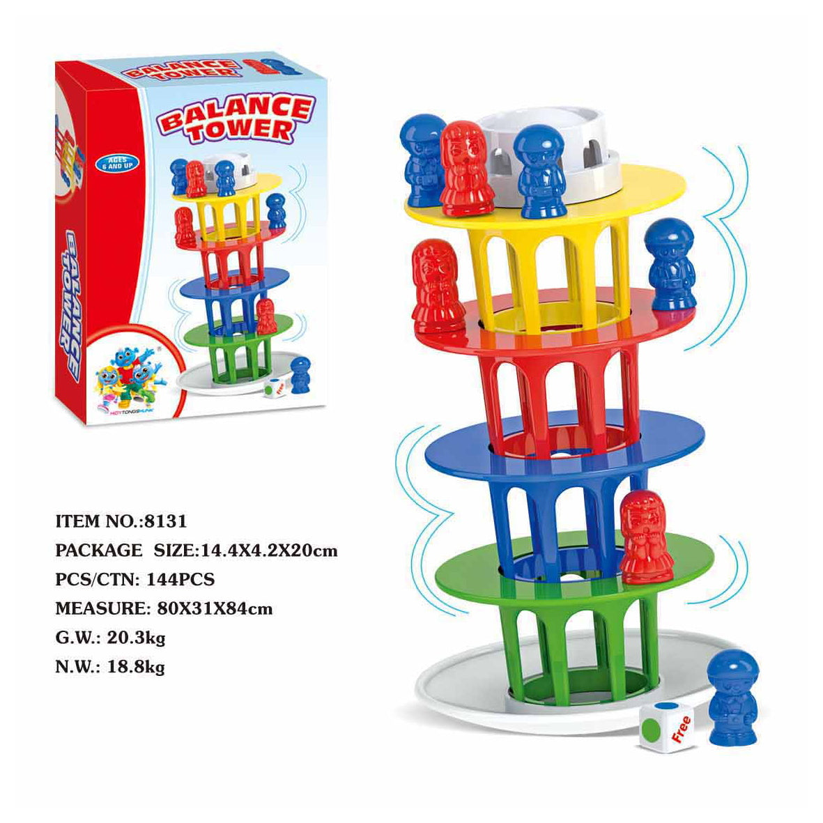 TiltTower – Pisa Balansspel voor Kinderen vanaf 4 Jaar – Verbetert Fijne Motoriek en Concentratie