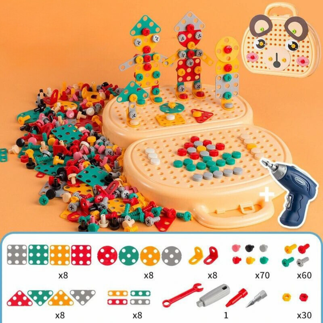 PuzzleCraft - STEM Bouwspeelgoed Set met Boor & Schroeven - Creatieve Puzzel Bouwset - Voor kinderen vanaf 3 jaar