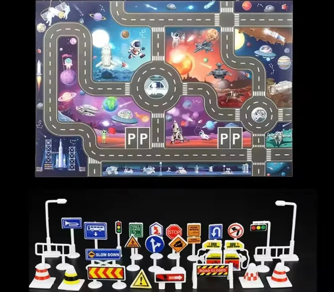 ZoomTown – Opvouwbare Auto Avonturen Speelmat Set met Speelgoedvoertuigen – Voor Leeftijd 3+