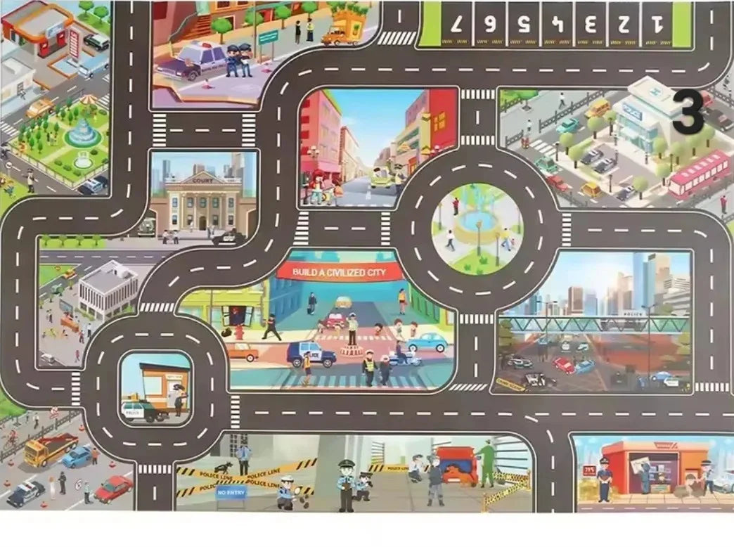 ZoomTown – Opvouwbare Auto Avonturen Speelmat Set met Speelgoedvoertuigen – Voor Leeftijd 3+