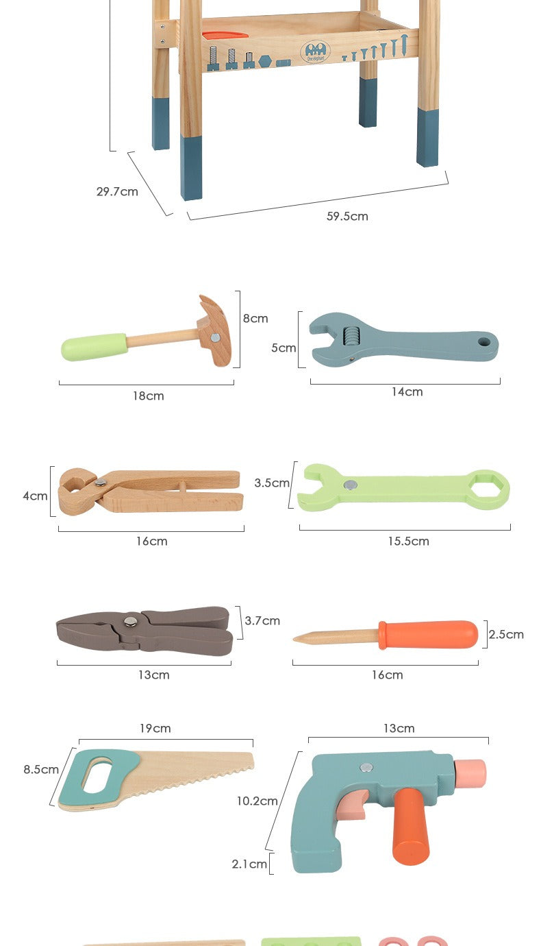 LittleHandyman – Houten Gereedschapsbank Set voor Kinderen vanaf 3 jaar – Stimuleert Creativiteit en Fijne Motoriek
