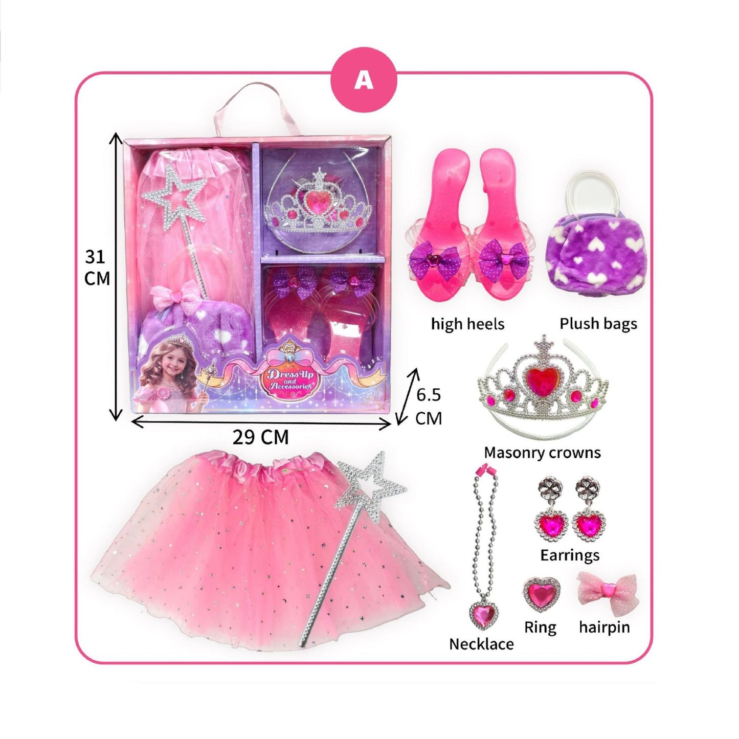 LittlePrincess – Verkledingschoenen & Accessoireset | Tiara, Sieraden, Fantasiespel | Leeftijd 3–6 jaar
