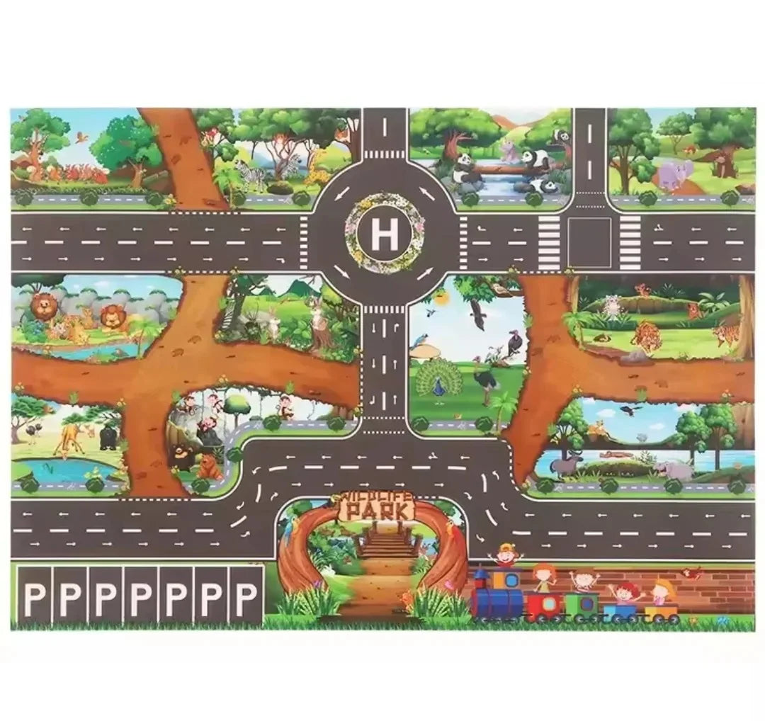 ZoomTown – Opvouwbare Auto Avonturen Speelmat Set met Speelgoedvoertuigen – Voor Leeftijd 3+