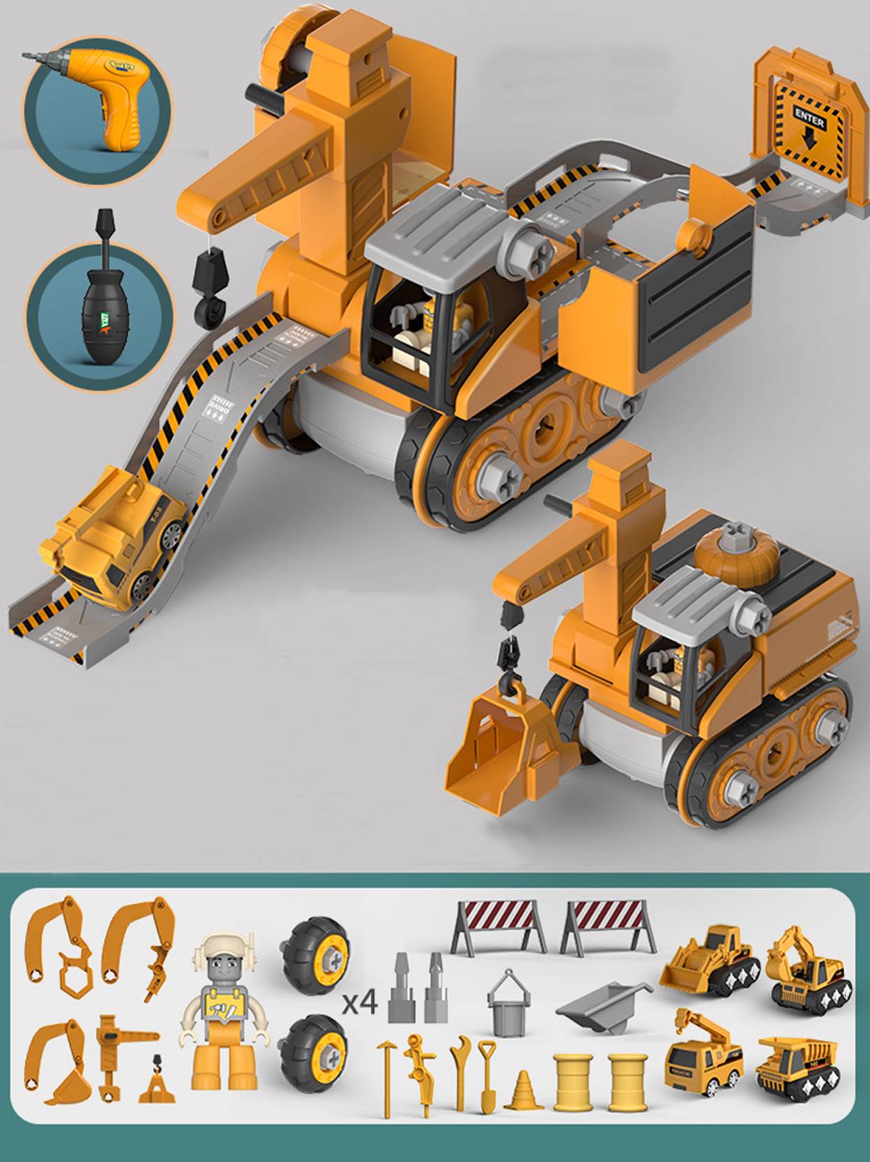 LittleBuilder - Vrachtwagen Graafmachine Kraanbouw