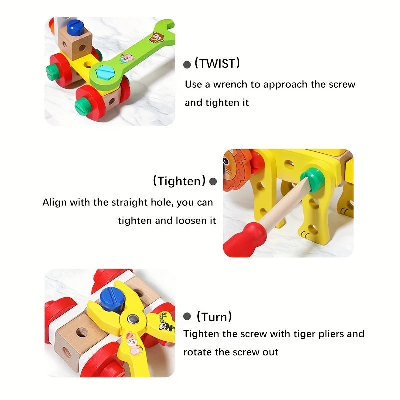 TinkerCritters – Houten Dierengereedschap Set voor Kinderen vanaf 3 jaar – Stimuleert Creativiteit en Fijne Motoriek