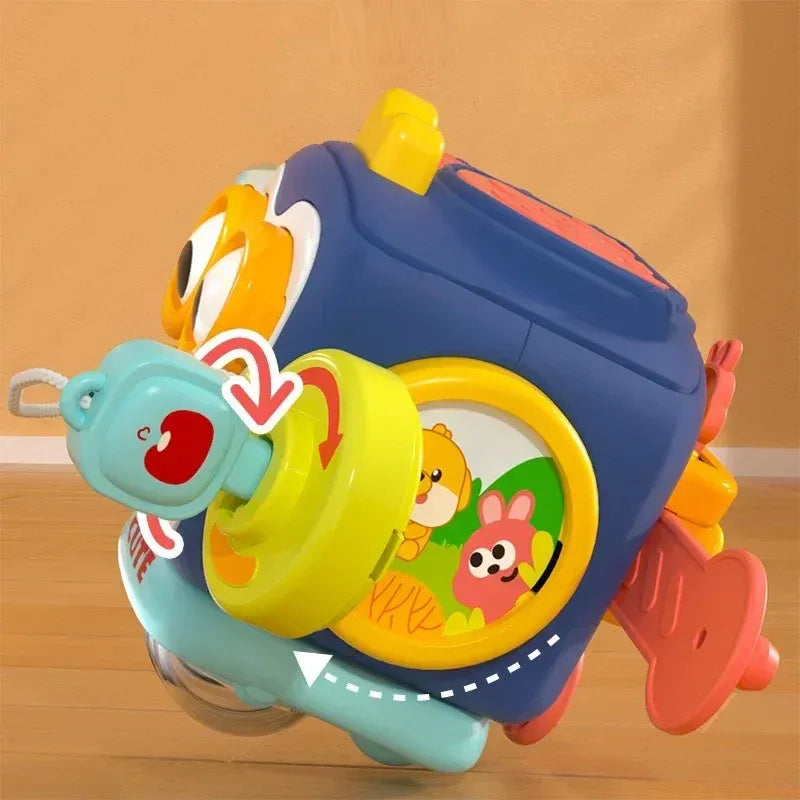 BusyBlock – Houten Activiteitenkubus voor Kinderen vanaf 12 Maanden – Stimuleert Fijne Motoriek & Ontdekkend Leren van Oorzaak en Gevolg