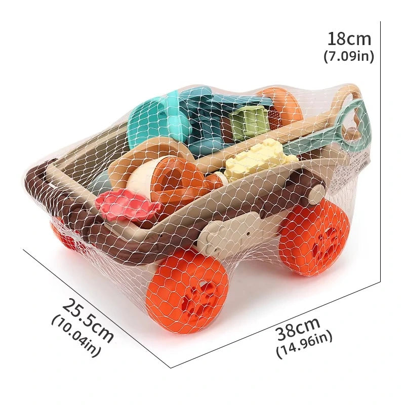SandRoller Strandkar Zand Speelgoed Set met Emmer, Schep en Vormen – Voor Kinderen vanaf 3 Jaar!