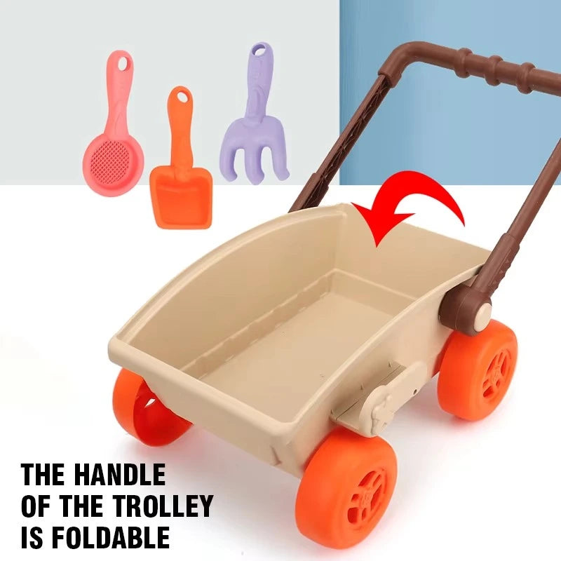 SandRoller Strandkar Zand Speelgoed Set met Emmer, Schep en Vormen – Voor Kinderen vanaf 3 Jaar!