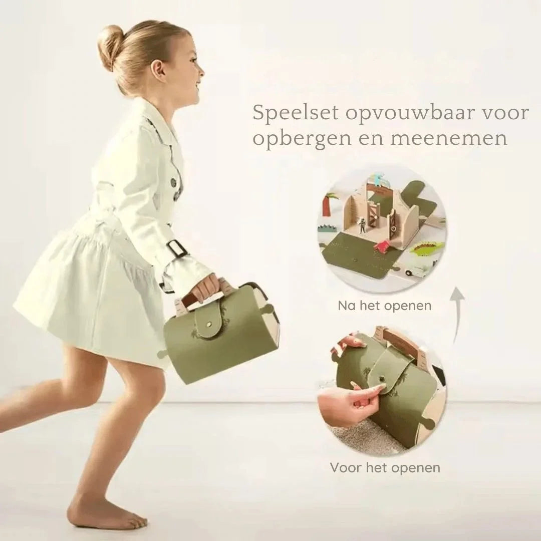 DinoQuest™ – Houten Dinosaurussen Park Set Voor Kinderen Vanaf 3 Jaar – Stimuleert Fantasierijk Spel